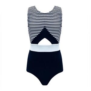 Nessi Byrd Girls Black/White One Piece Swimsuit Girls Size 14